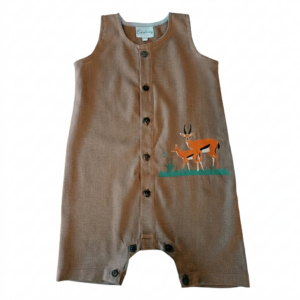 Linen  Onesie with springbok print
